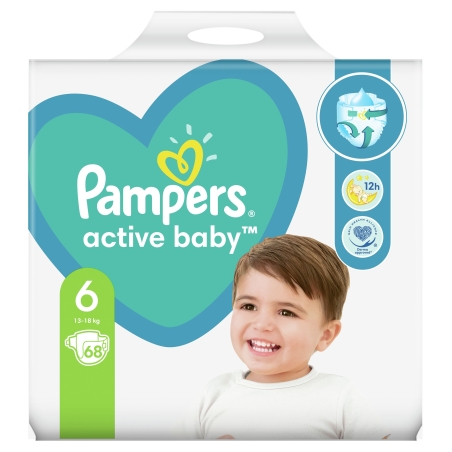 Бебешки пелени Pampers - Active Baby 6, 68 бр.