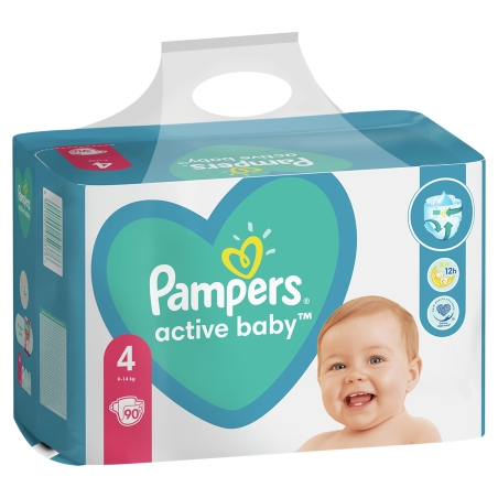 Бебешки пелени Pampers - Active Baby 4, 90 броя