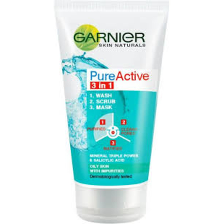 GARNIER PURE ACTIVE 3в1 Почистващ продукт за лице