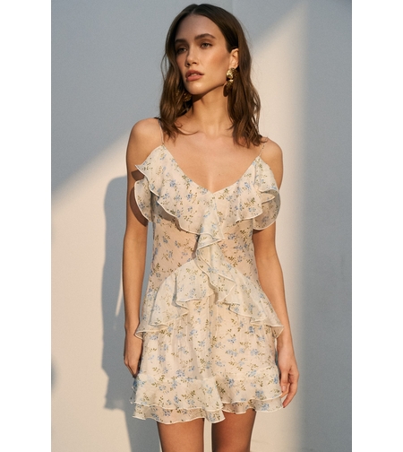 FLORAL RUFFLED MINI DRESS