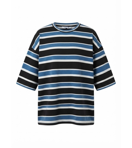 OVERSIZED STRIPED T-SHIRT IN BLUE & BLACK