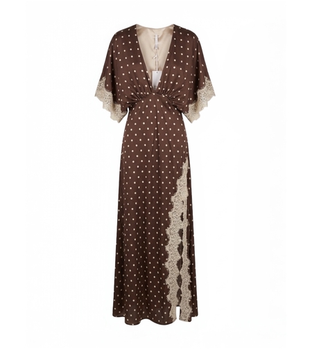 CHOCOLATE DOTS LACE DRESS