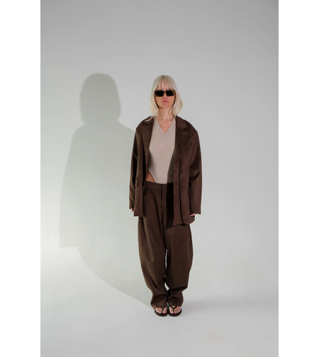 RELAXED FIT TAILORED BLAZER IN COFFEE BROWN