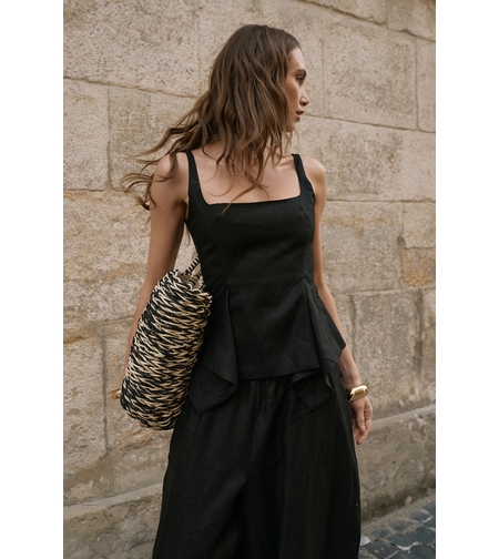 LINEN TOP IN BLACK