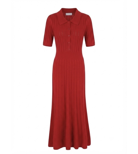 KNIT MIDI DRESS IN RED