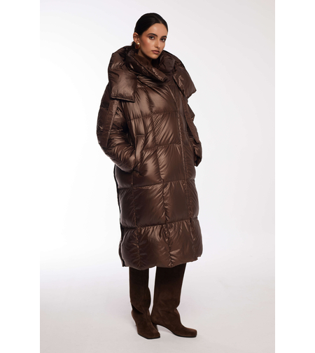 BROWN LONG PUFFER COAT