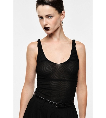 TOP WITH RUCHED STRAPS AND V-NECKLINE