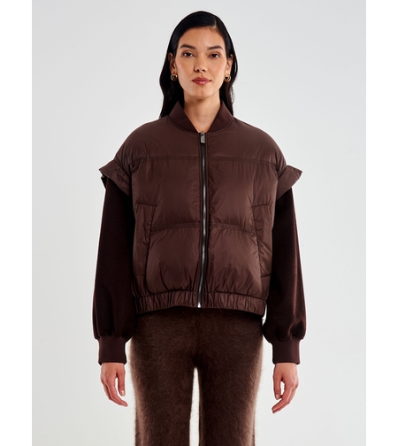 BOMBER JACKET WITH CLOTH SLEEVES