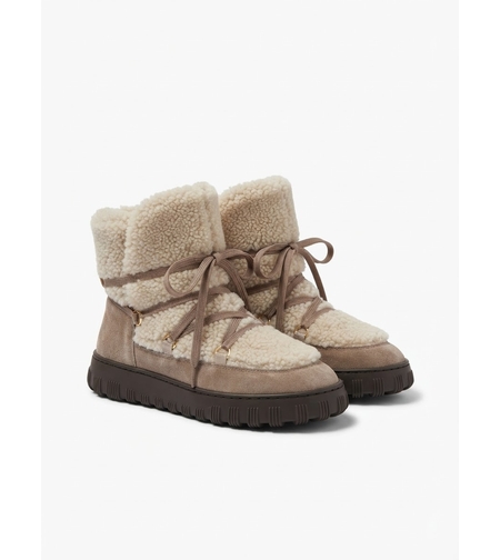 SHEARLING & SUEDE WINTER BOOTS IN BEIGE