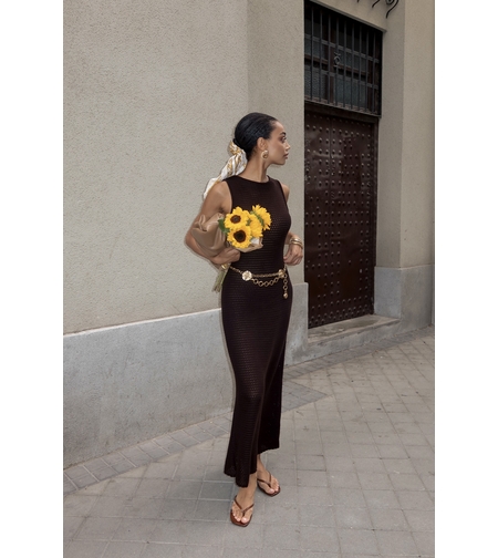 BROWN KNIT MAXI DRESS
