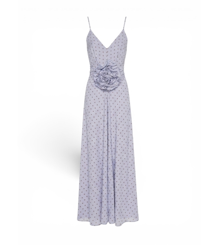 LIGHT BLUE POLKA DOT MAXI DRESS