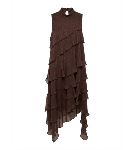 SIENNA RUFFLE MAXI DRESS IN CHOCOLATE BROWN