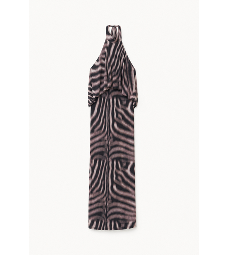 ZEBRA PRINT HALTER MAXI DRESS