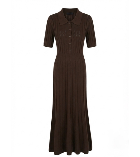KNIT MIDI DRESS IN BROWN