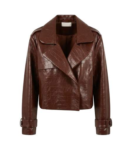 CROPPED CROCO-EFFECT JACKET