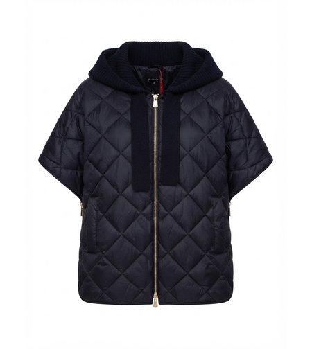 QUILTED HOODED VEST IN NAVY