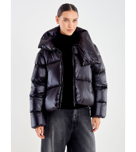 SHORT DOWN JACKET WITH ASYMMETRICAL COLLAR