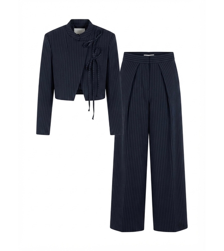 PINSTRIPE BOW SET IN BLUE