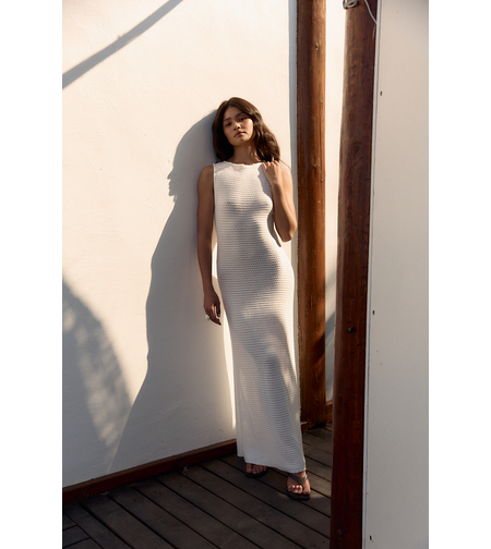 WHITE KNIT MAXI DRESS