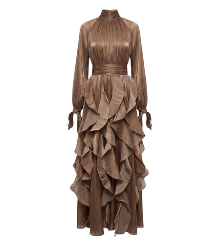 METALLIC RUFFLE DRESS