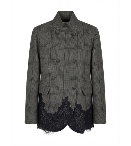 LACE-TRIM CHECK BLAZER