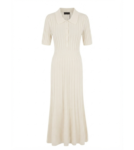 KNIT MIDI DRESS IN ECRU
