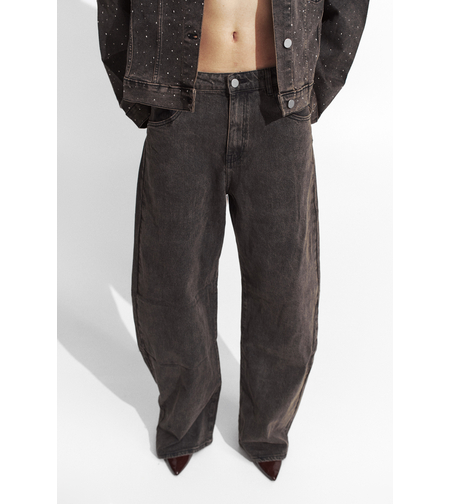WASHED BARREL LEG JEANS