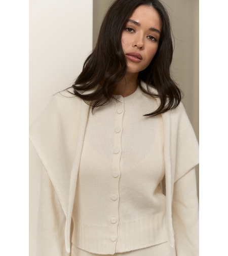 WHITE WOOL CARDIGAN
