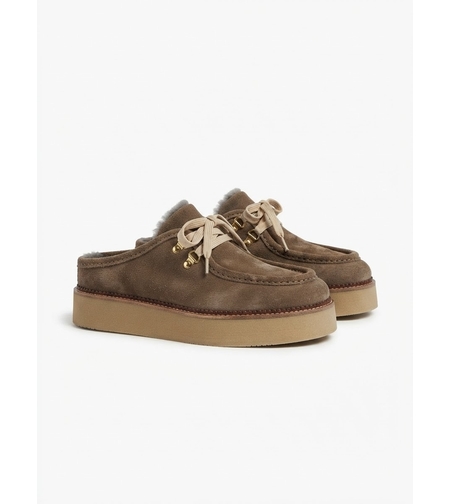 SUEDE PLATFORM MULES IN BROWN