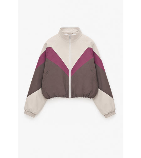 COLOR BLOCK TRACK JACKET IN BROWN