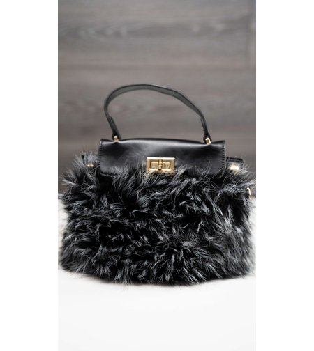 Дамска пухкава чанта ,,Fluffy Elegance''-черно