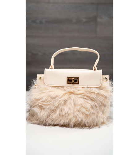 Дамска пухкава чанта ,,Fluffy Elegance''-екрю