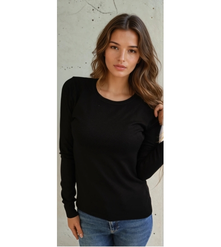 Пуловер с кашмир по врата - черно