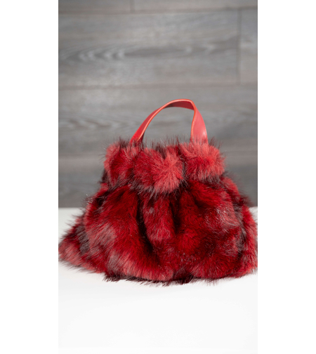 Дамска пухена чанта с дръжки-червено