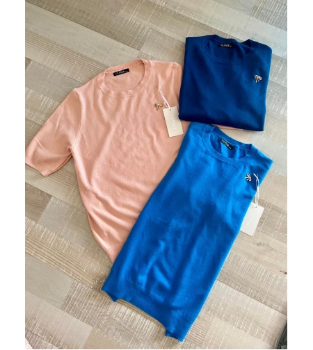 Пуловер фино плетиво с панделка