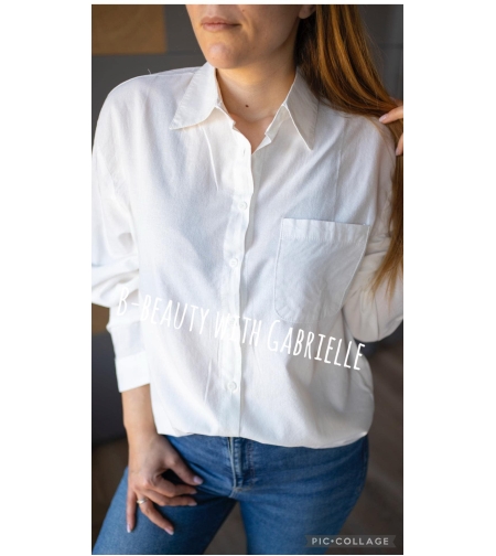 Дамска памучна риза с дълъг ръкав- Бяла
