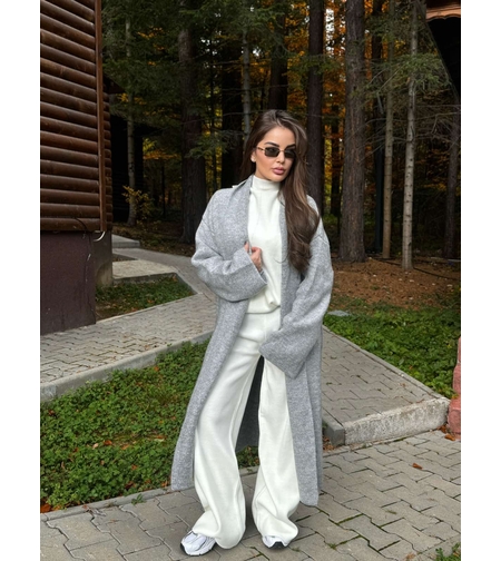 Дълга сива жилетка с широка кройка