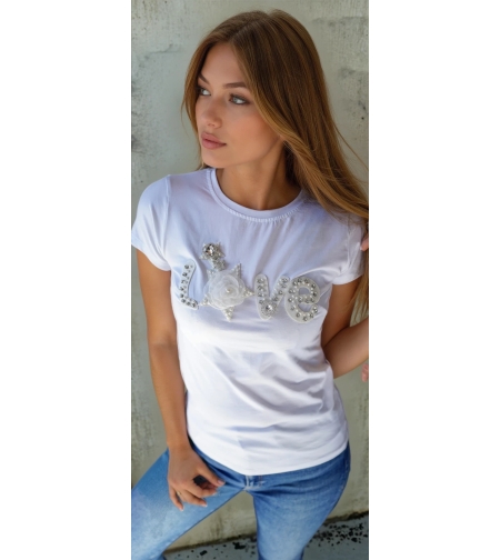 Дамска тениска „Love Pearl“- Бяла
