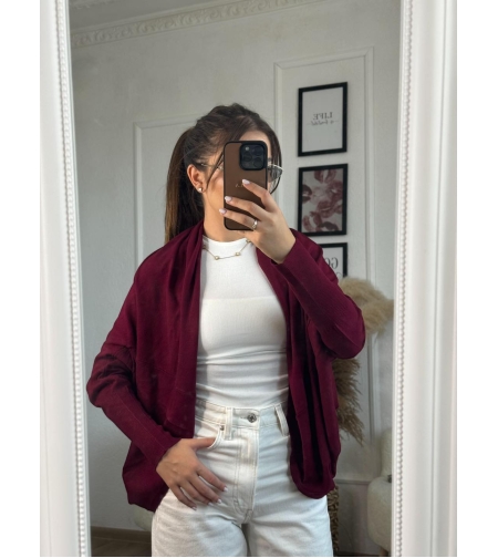 Жилетка кръг с кашмир - винена