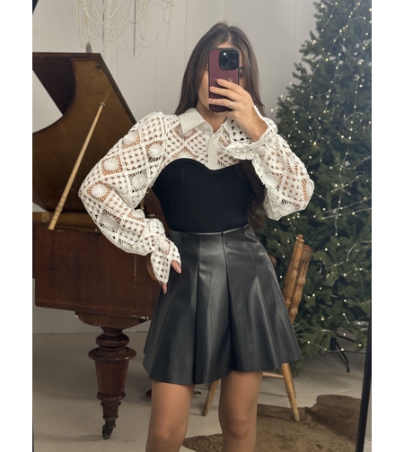 Дамска черна  кожена пола Bella Flair