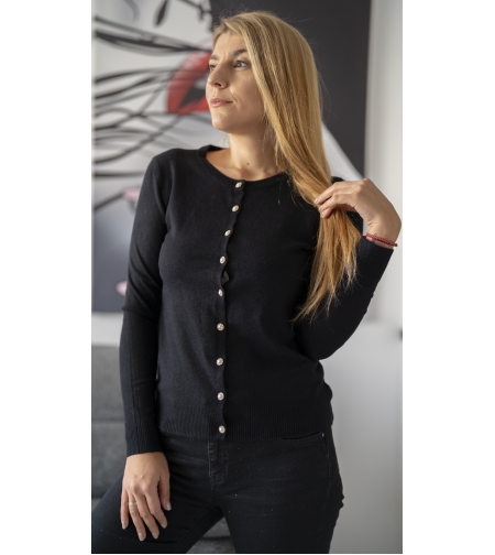 Жилетка с акцент перлени копчета-черна