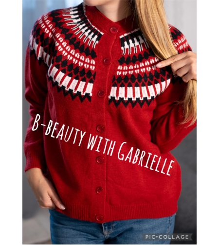 Жилетка цветна плетка - червено