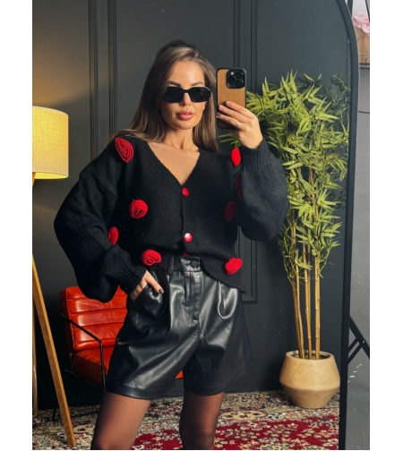 Кожени панталонки с висока талия в черно