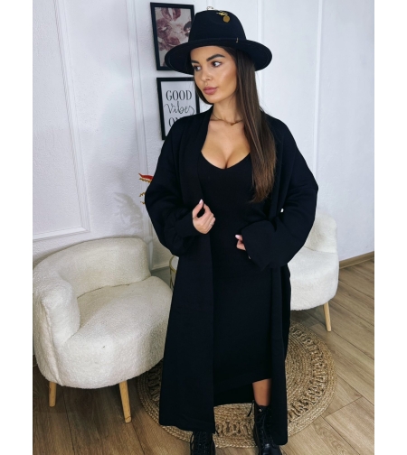 Дамски  черен комплект – рокля и жилетка