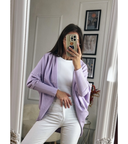 Жилетка кръг с кашмир - светло лилаво