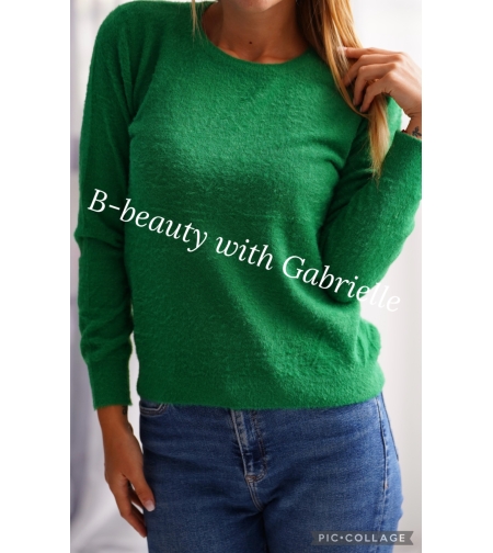 Пуловер плюш с кашмир - наситено зелено