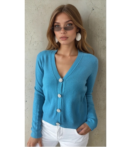 Жилетка с копчета камъни - синьо