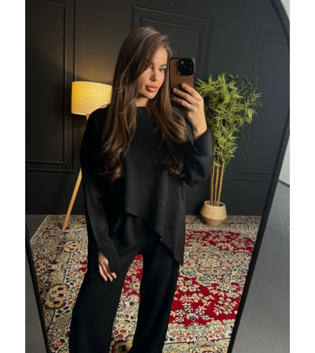 Комплект с асиметрично горнище в черно