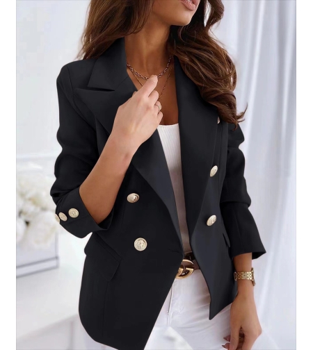 Сако с хастар с копчета - черно