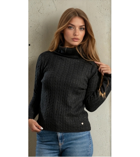 Поло със сърчице осморка -черно